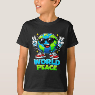 Grappige Schattige Wereld Vredesverspreidende Vrie T-shirt