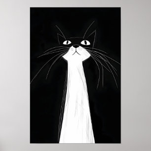 Grappige Schattige Zwarte kat Poster