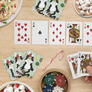 Grappige Schattige Zwarte Witte Smoking Kat Vakant Pokerkaarten