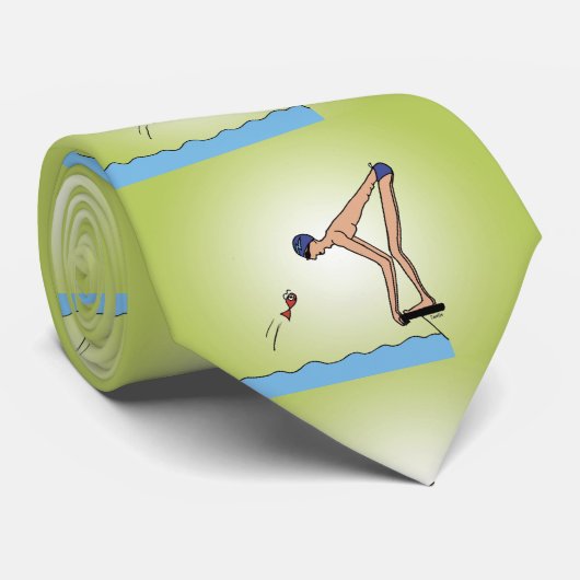 Grappige schattige zwemmer kampioen race zwembad s stropdas (Opgerold)