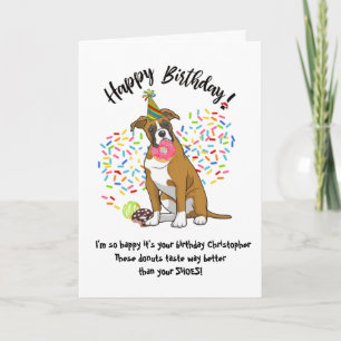 Grappige Schattigee Boxer Dog Verjaardag Kaart Don