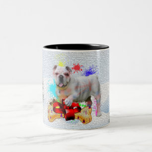 Grappige, Schattigee Britse Bulldog Yappy Christma Tweekleurige Koffiemok