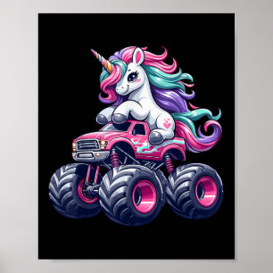 Grappige Schattigee eenhoorn rijden op een roze mo Poster