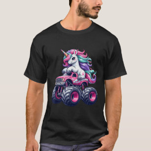 Grappige Schattigee eenhoorn rijden op een roze mo T-shirt