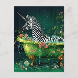 Grappige Schattigee eenhoorn Zebra in een badkuip Briefkaart