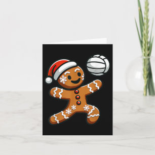 Grappige Schattigee Gingerbread Man Volleybal Chri Kaart