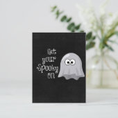 Grappige, Schattigee Halloween Ghost; Get Your Spo Briefkaart (Staand voorkant)