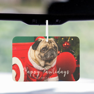 Grappige Schattigee hond Kerstfoto Happy Pawholida Luchtverfrisser
