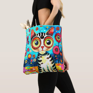 GRAPPIGE SCHATTIGEE KAT MET GROTE OGEN ABSTRACT ON DRAAGTAS