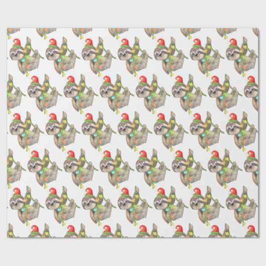 Grappige Schattigee Kerstluiaard met Kerstmuts Cadeaupapier (Vlak)
