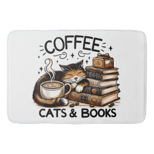 Grappige Schattigee Koffie Katten Boeken Lover Gif Badmat