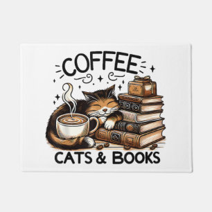 Grappige Schattigee Koffie Katten Boeken Lover Gif Deurmat