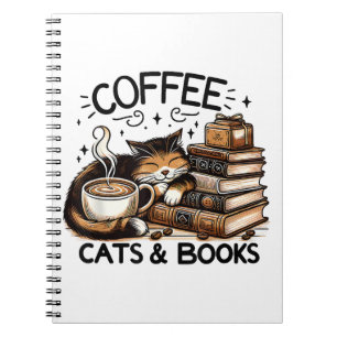 Grappige Schattigee Koffie Katten Boeken Lover Gif Notitieboek