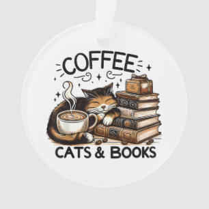 Grappige Schattigee Koffie Katten Boeken Lover Gif Ornament