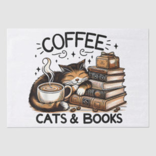 Grappige Schattigee Koffie Katten Boeken Lover Gif Tissuepapier