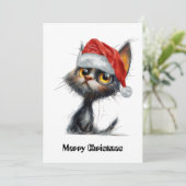 Grappige Schattigee komische grillige kat vrolijk Feestdagenkaart (Staand voorkant)
