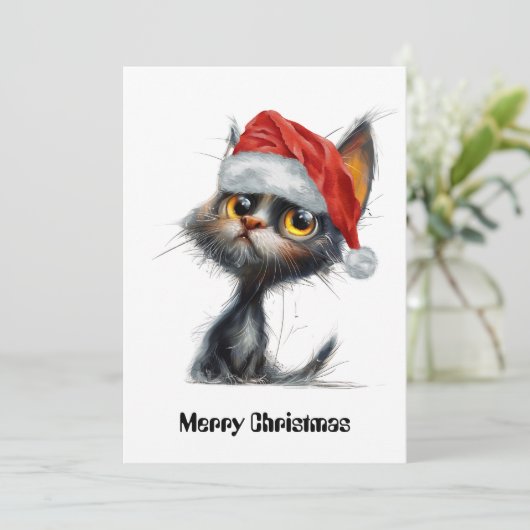 Grappige Schattigee komische grillige kat vrolijk Feestdagenkaart (Staand voorkant)