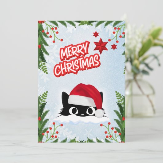 Grappige Schattigee komische grillige kat vrolijk Feestdagenkaart (Staand voorkant)
