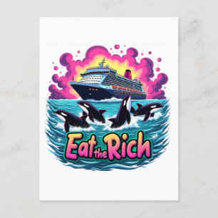 Grappige Schattigee orka walvis eet de rijken Feestdagenkaart