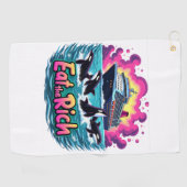 Grappige Schattigee orka walvis eet de rijken Golfhanddoek (Horizontaal)