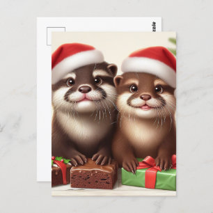 Grappige Schattigee otter bakken kerstkoekjes Briefkaart