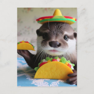 Grappige Schattigee otter met taco's Briefkaart