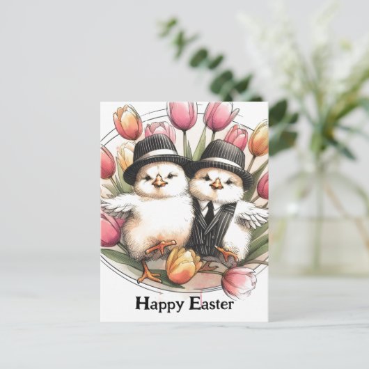Grappige Schattigee paaskuikens Briefkaart (Staand voorkant)