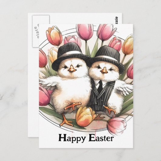 Grappige Schattigee paaskuikens Briefkaart (Voorkant / Achterkant)