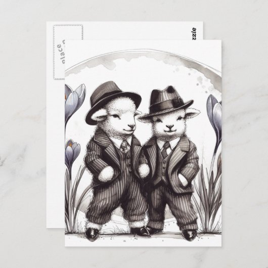 Grappige Schattigee paaslammeren in pakken Briefkaart (Voorkant / Achterkant)