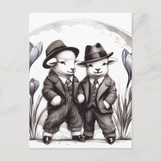 Grappige Schattigee paaslammeren in pakken Briefkaart (Voorkant)