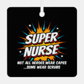 Grappige Schattigee Superhero Super Nurse Waarderi Metalen Ornament (Voorkant)