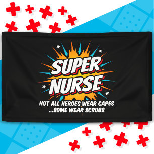 Grappige Schattigee Superhero Super Nurse Waarderi Spandoek