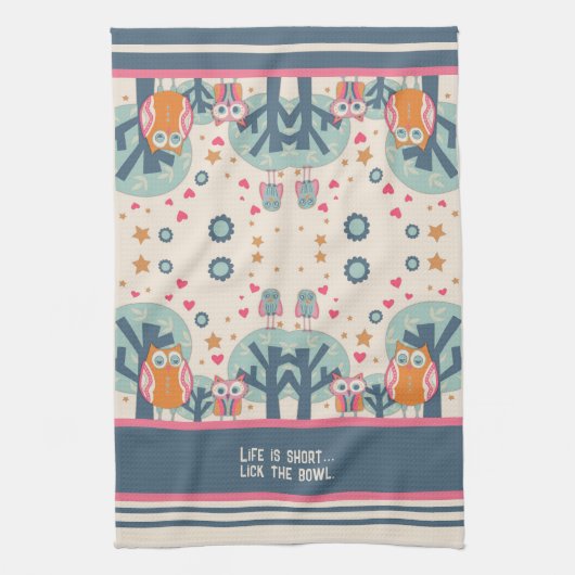 Grappige Schattigee uilen Grappige gepersonaliseer Theedoek (Verticaal)