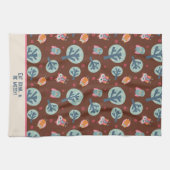 Grappige Schattigee uilen patroon gepersonaliseerd Theedoek (Horizontaal)