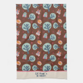 Grappige Schattigee uilen patroon gepersonaliseerd Theedoek (Verticaal)