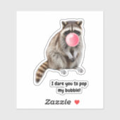 Grappige Schattigee Wasbeer & Roze Bubbel Verjaard Sticker (Vel)