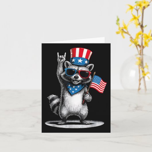 Grappige Schattigee wasbeer zonneschermen 4th of J Kaart (Gele Bloem)