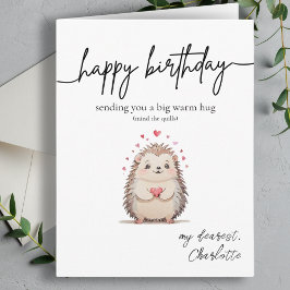 Grappige & Schattigee Waterverf Hedgehog Verjaarda Kaart