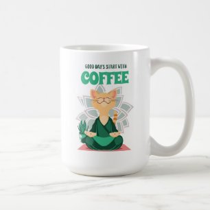 Grappige Schattigee Yoga Kat Koffie Mok, Kattenlie Koffiemok