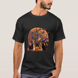 Grappige Schattigee zwarte poes en bloedmaan nacht T-shirt