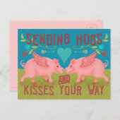 Grappige Schattigee zwijnen en kusjes Varkenspun V Feestdagenkaart (Voorkant / Achterkant)