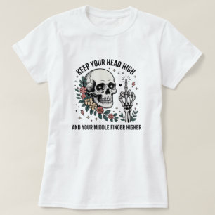 Grappige Schedel Middelvinger T-shirt Sarcasme B