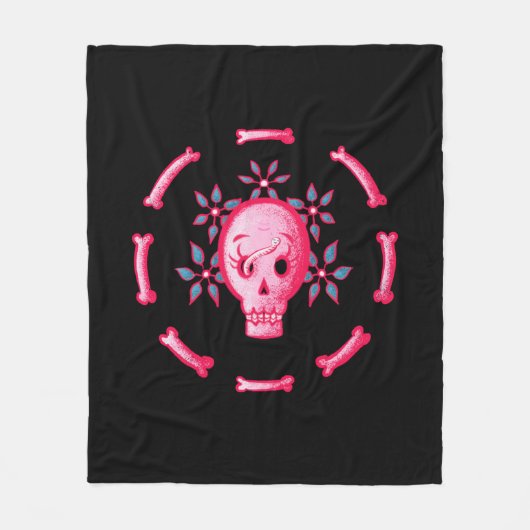 Grappige schedel roze Halloween Whimsigoth Fleece Deken (Voorkant)