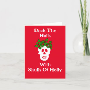 Grappige Schedels Kerstkaart van Holly Kaart