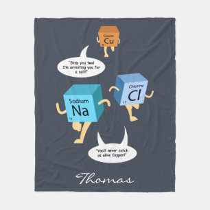 Grappige scheikunde periodiek systeem elementen fleece deken