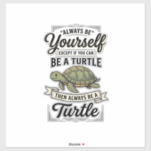 Grappige Schildpad Citaat Vintage Gravure Ontwerp Sticker