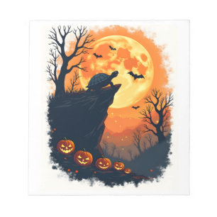 Grappige Schildpad Halloween Silhouet Spookachtige Notitieblok