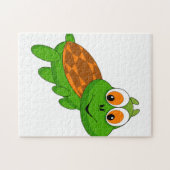 Grappige schildpad in groen en Sinaasappel Legpuzzel (Horizontaal)