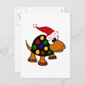 Grappige schildpad in Santa Hat Christmas Art Feestdagenkaart (Voorkant / Achterkant)