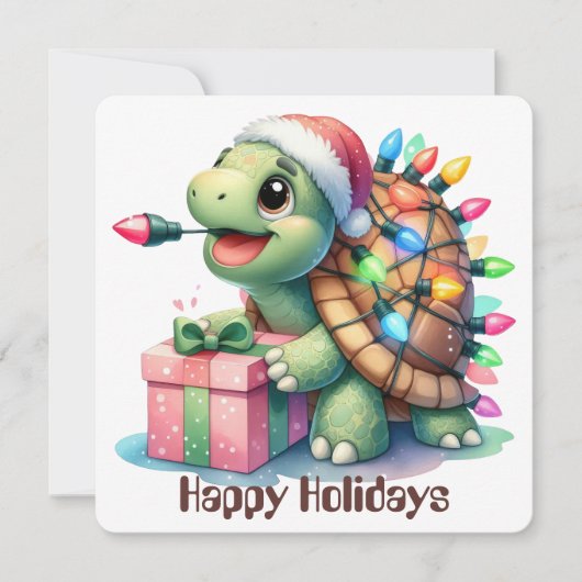 Grappige Schildpad Kerst Kaart (Voorkant)
